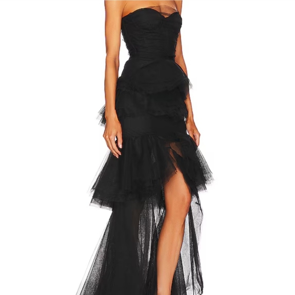 Michael Costello Alai Elegant Black Strapless Evening Dress - Picture 9 of 11